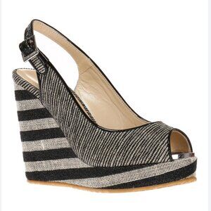 Jimmy Choo Prova Stripe Wedge Sandal, 38, like new